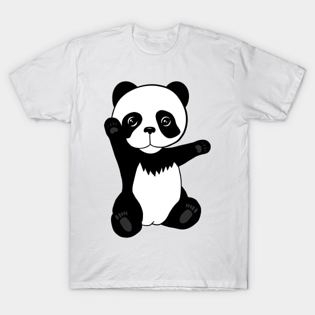 Cute waving panda T-Shirt by micho2591